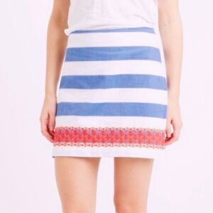 Vineyard Vines Blue and White Striped Mini Skirt with Red Embroidery Womens 2